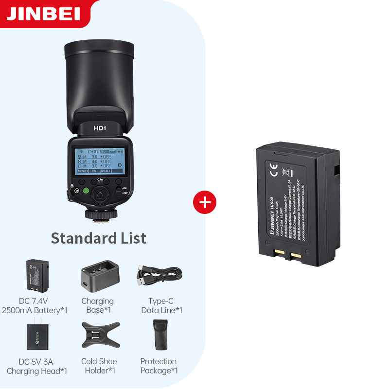 Photography Lighting Kit - JINBEI HD-1 Rundkopf-HSS-Speedlite Outdoor-Fotografie-Kamerablitzlicht Li-Ionen-Akku-Kit mit
