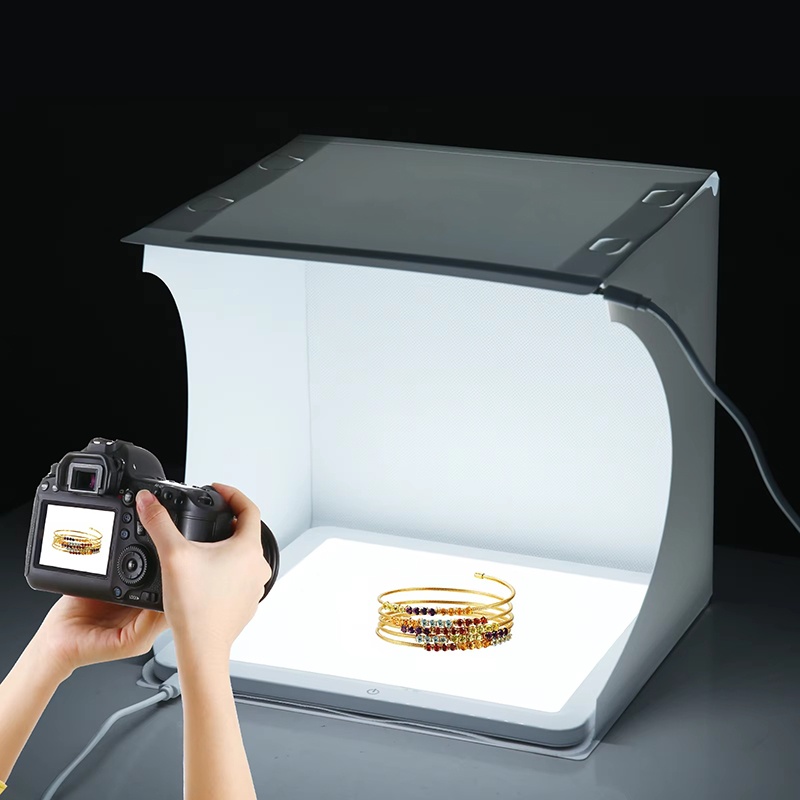 Photography Lighting And Background - 20cm Tragbare Fotobox Faltbares LED-Lichtzelt Fotostudio-Lichtzelt