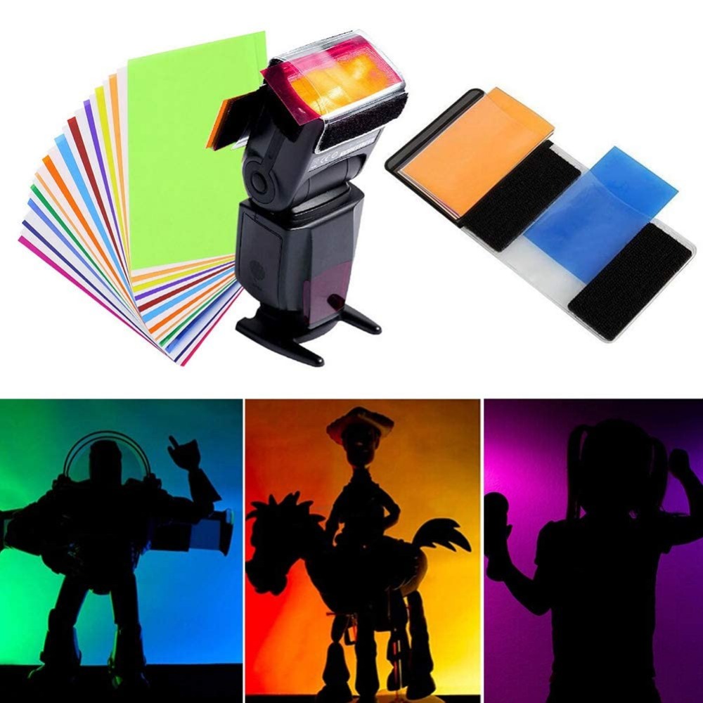 Photography Lighting Kit - 12 Farben Kamera-Blitzfilter-Set mit universellem Klettbandhalter